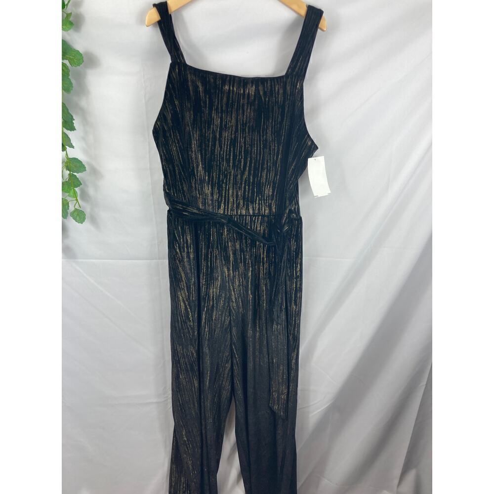 NWT Zunie Girls Velvet black and gold jumpsuit 16